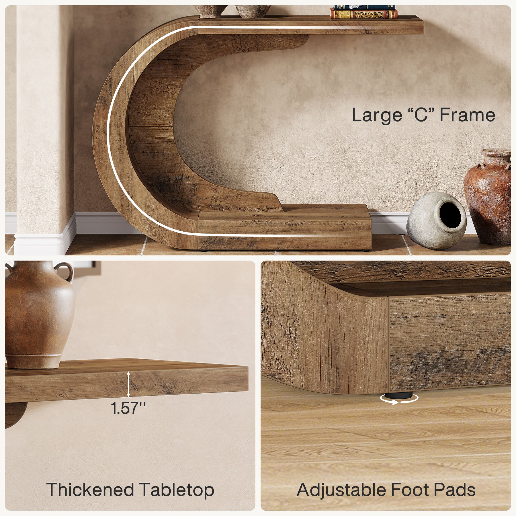 Arco Wood Curve Console Table