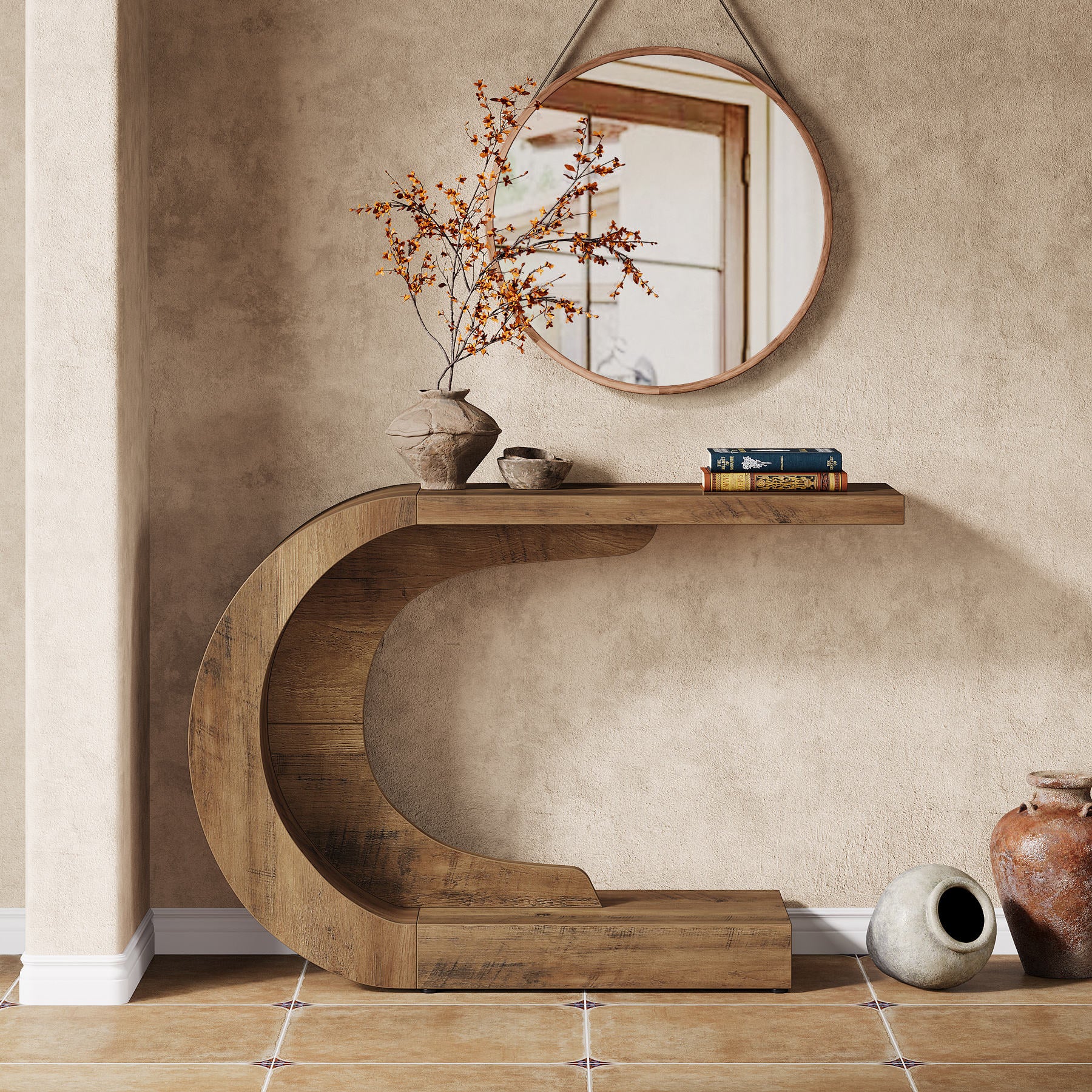Arco Wood Curve Console Table