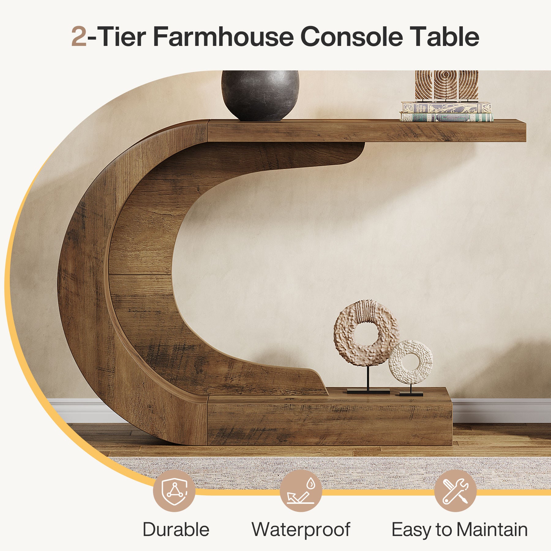 Arco Wood Curve Console Table